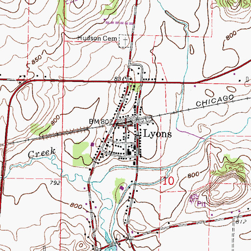 Topographic Map of Lyons, WI