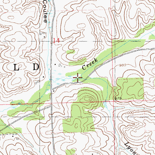 Topographic Map of Lyons Creek, WI