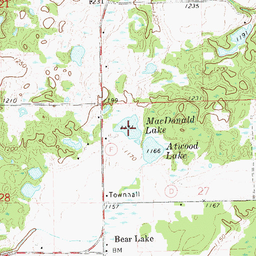Topographic Map of MacDonald Lake, WI