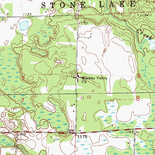 Topographic Map of Mackay Valley Church, WI