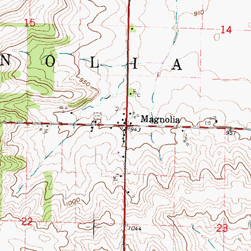 Topographic Map of Magnolia, WI