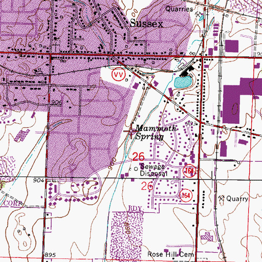 Topographic Map of Mammoth Spring, WI