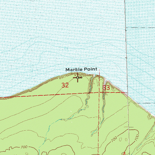 Topographic Map of Marble Point, WI
