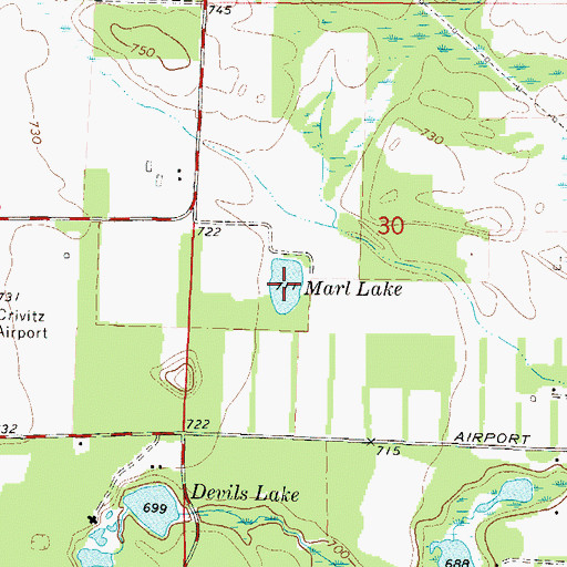 Topographic Map of Marl Lake, WI