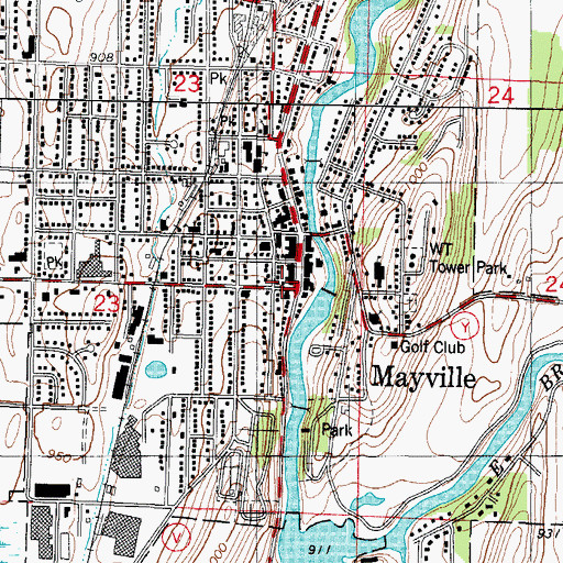 Topographic Map of Mayville, WI