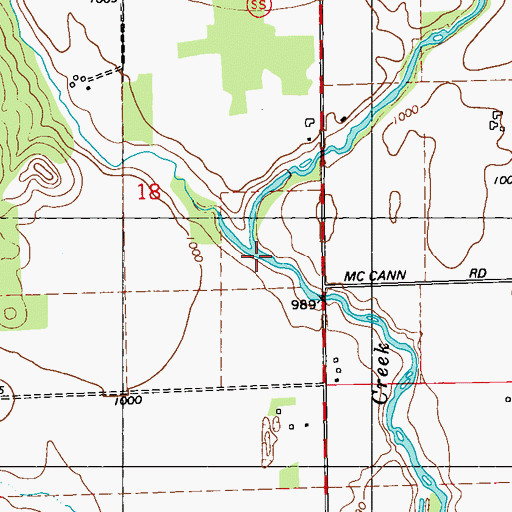 Topographic Map of McCann Creek, WI