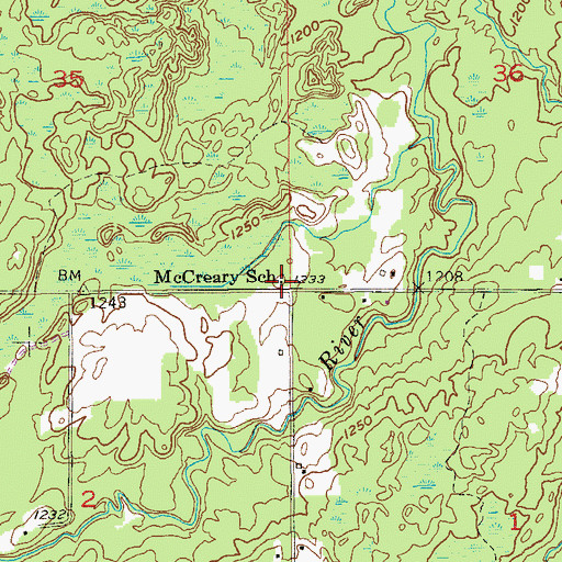 Topographic Map of McCreary School, WI