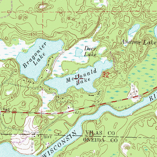 Topographic Map of McDonald Lake, WI