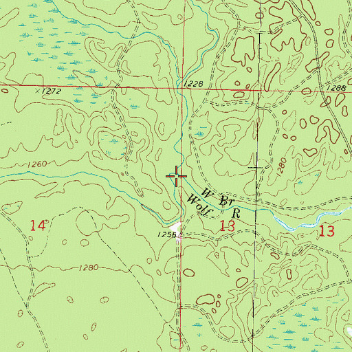 Topographic Map of Menominee Creek, WI