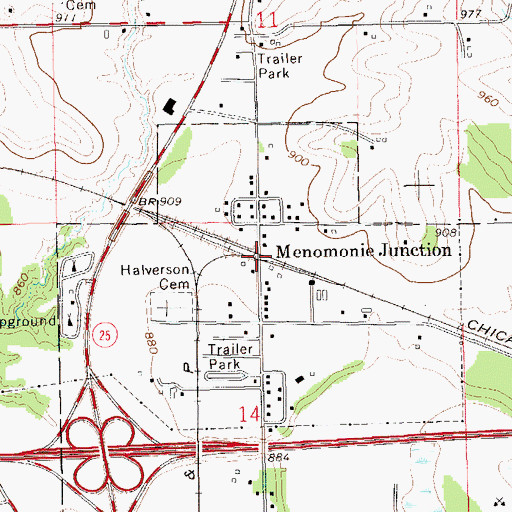 Topographic Map of Menomonie Junction, WI