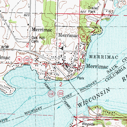 Topographic Map of Merrimac, WI