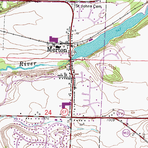Topographic Map of Merton, WI