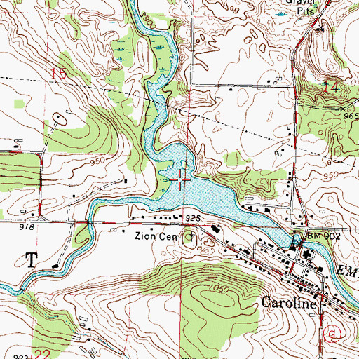 Topographic Map of Middle Branch Embarrass River, WI
