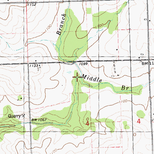 Topographic Map of Middle Branch O'Neill Creek, WI