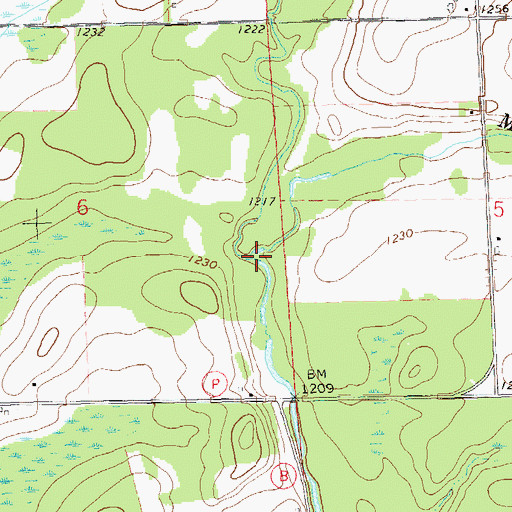Topographic Map of Middle Fork Main Creek, WI