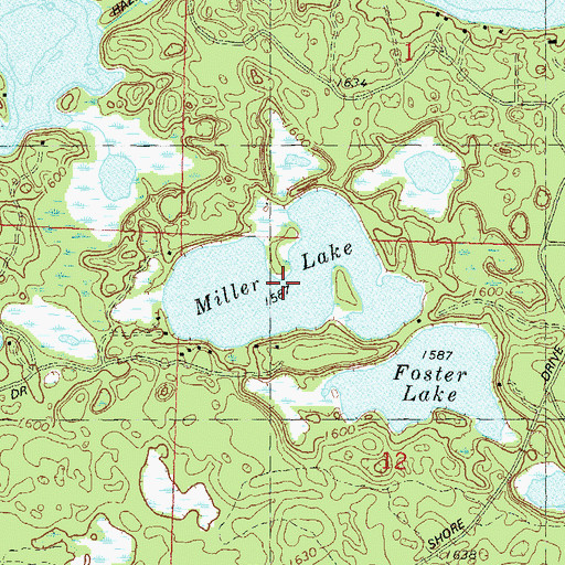 Topographic Map of Miller Lake, WI
