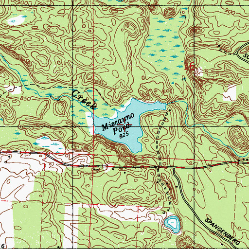 Topographic Map of Miscauno Pond, WI