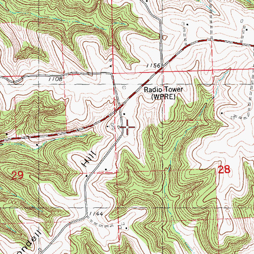 Topographic Map of Mondell Hill, WI
