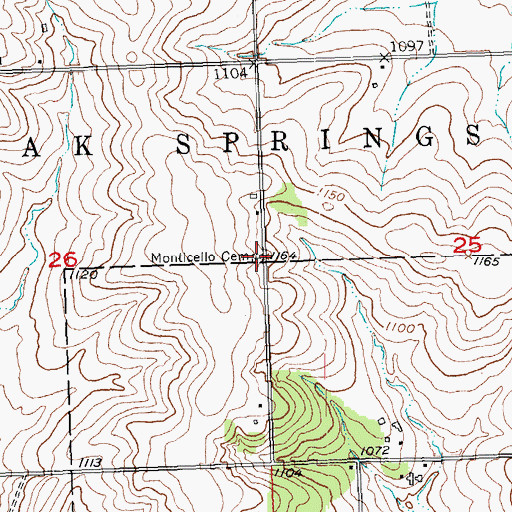 Topographic Map of Monticello Cemetery, WI
