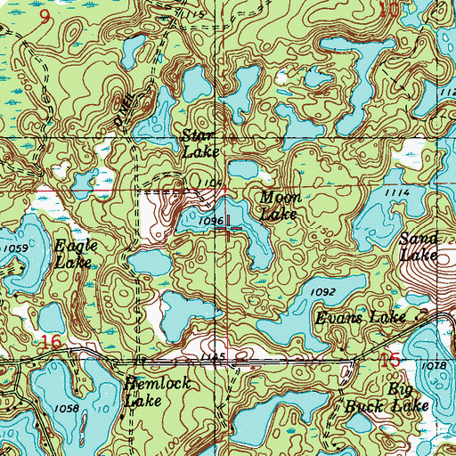 Topographic Map of Moon Lake, WI