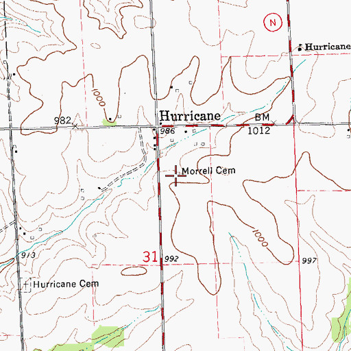 Topographic Map of Morrell Cemetery, WI