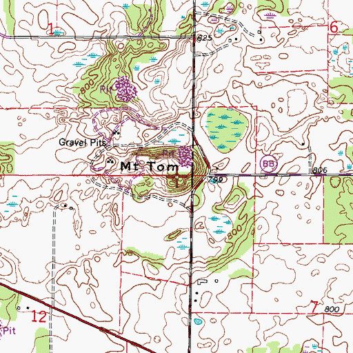 Topographic Map of Mount Tom, WI
