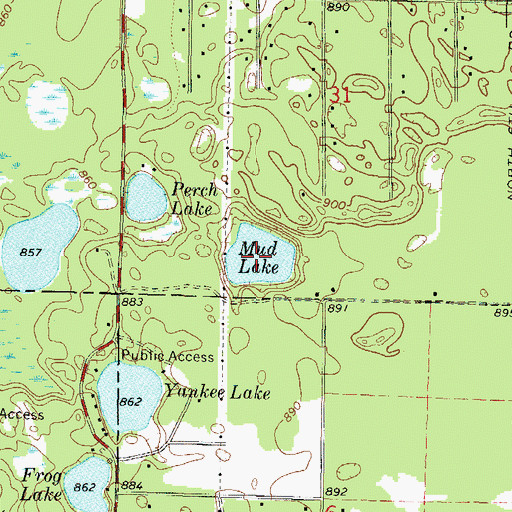 Topographic Map of Mud Lake, WI