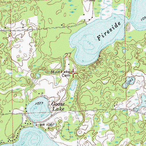Topographic Map of Mud Lake Cemetery, WI