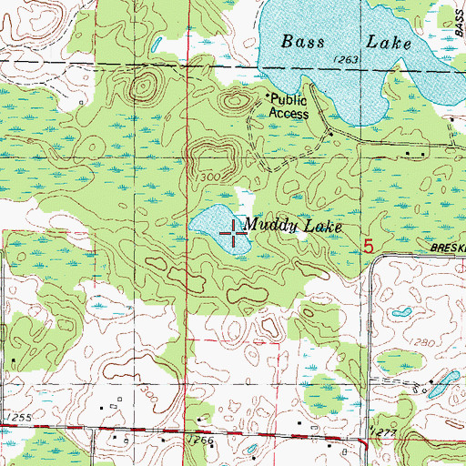 Topographic Map of Muddy Lake, WI
