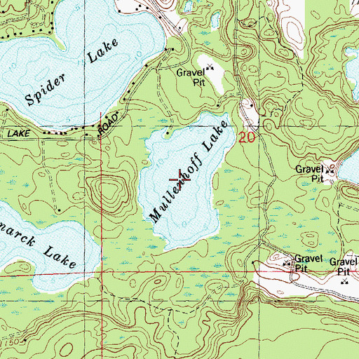 Topographic Map of Mullenhoff Lake, WI