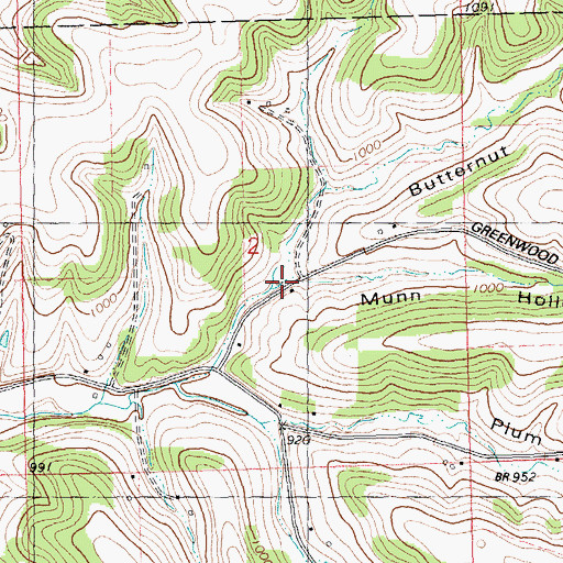 Topographic Map of Munn Hollow, WI