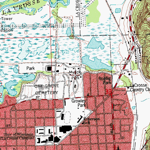 Topographic Map of Myrick Park, WI