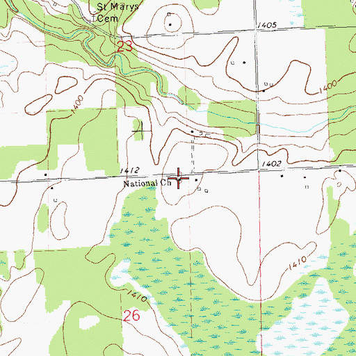 Topographic Map of National Church, WI