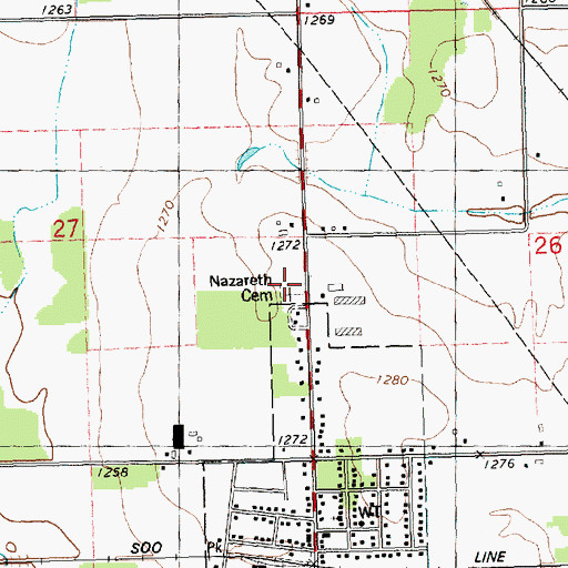 Topographic Map of Nazareth Cemetery, WI