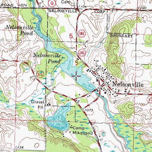 Topographic Map of Nelsonville Pond (historical), WI