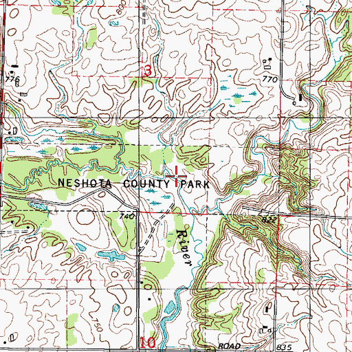 Topographic Map of Neshota County Park, WI