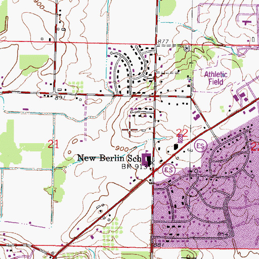 Topographic Map of Ronald Reagan Elementary School, WI