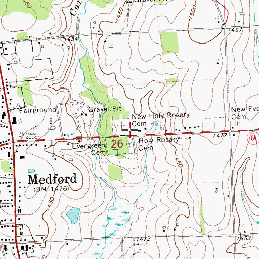 Topographic Map of New Holy Rosary Cemetery, WI