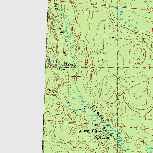 Topographic Map of New Wood Creek, WI
