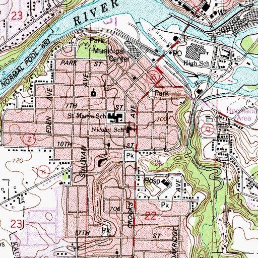 Topographic Map of Nicolet Elementary School, WI