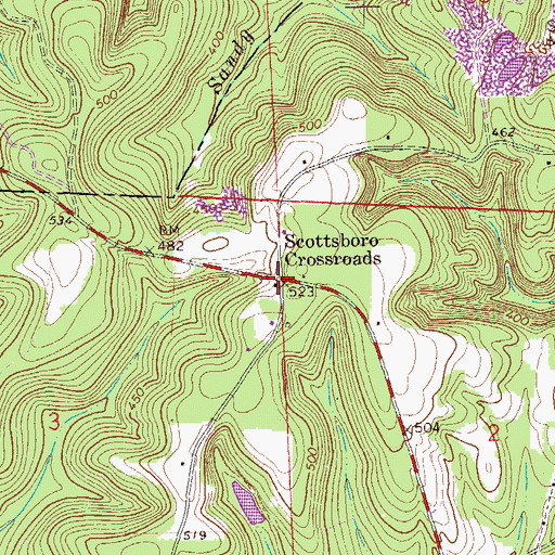 Topographic Map of Scottsboro Crossroads, AL