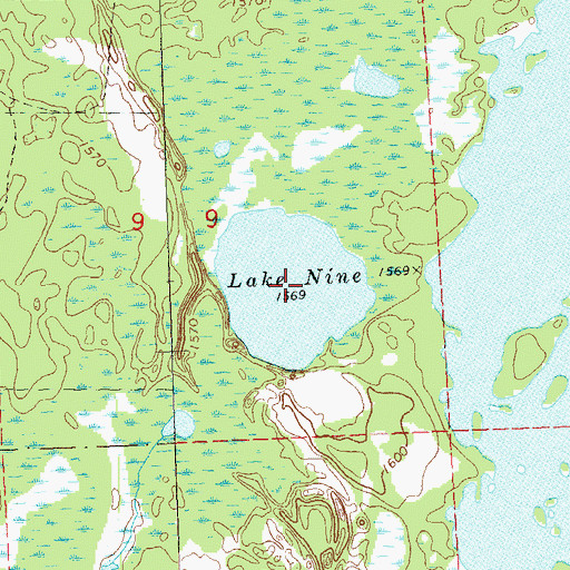 Topographic Map of Lake Nine, WI