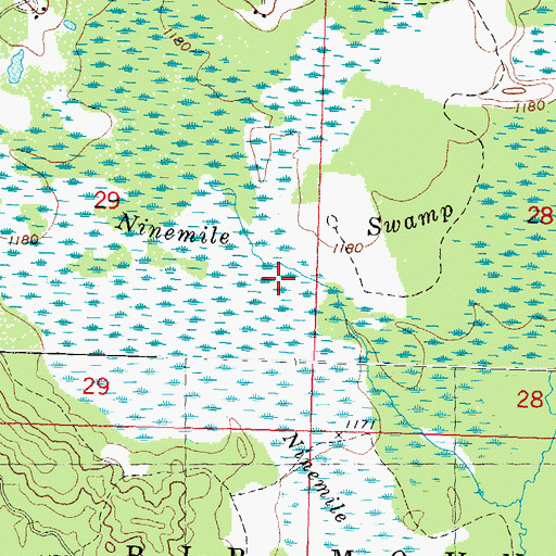 Topographic Map of Ninemile Swamp, WI