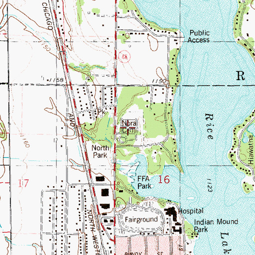 Topographic Map of Nora Cemetery, WI