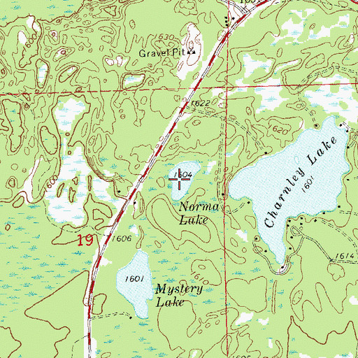 Topographic Map of Norma Lake, WI