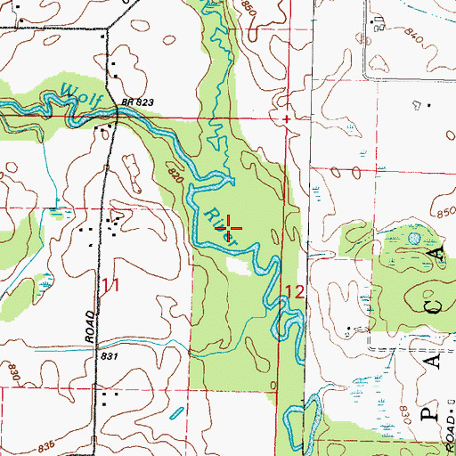 Topographic Map of North Branch Little Wolf River, WI