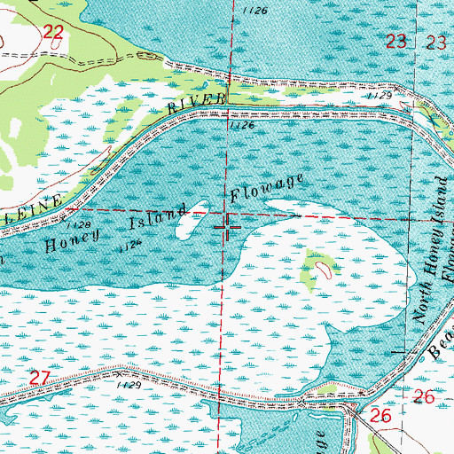 Topographic Map of North Honey Island Flowage, WI