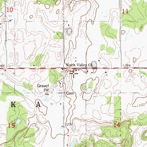 Topographic Map of North Valley Church, WI