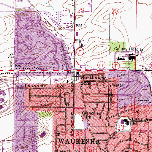 Topographic Map of West Suburban Christian Academy, WI