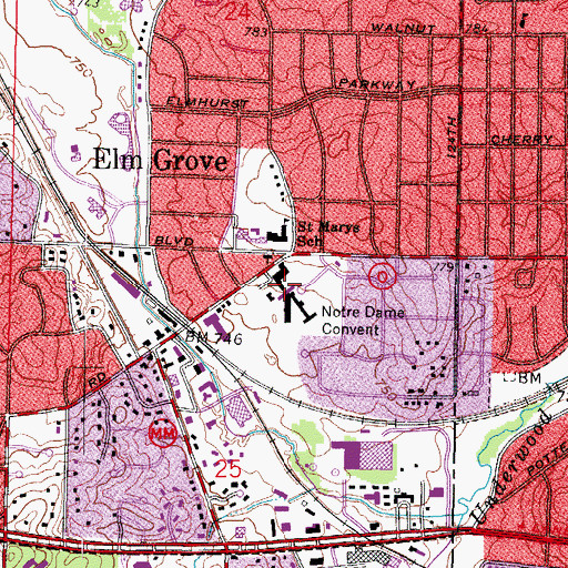 Topographic Map of Notre Dame Convent, WI